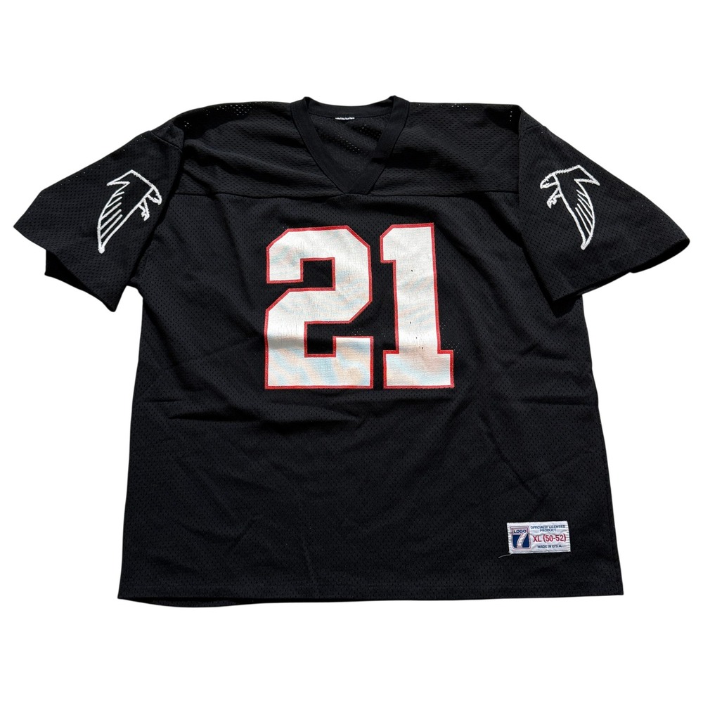 Vintage Logo 7 Atlanta Falcons Deion Sanders 21 Jersey Mens XL Black 90s USA